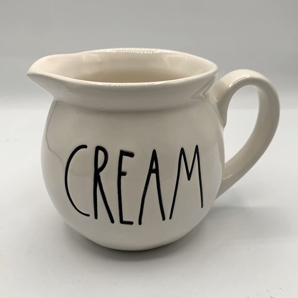 Rae Dunn Cream large letters, small pitcher